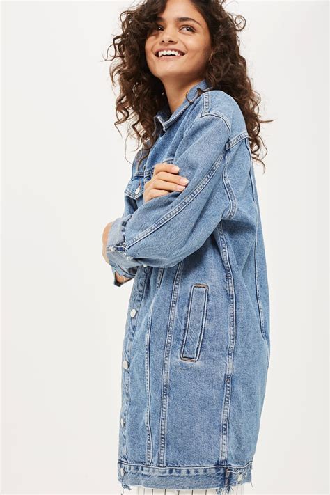 topshop long denim jacket.